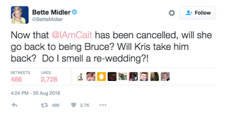 Illustration for article titled Bette Midler Is Sorry About Her Caitlyn Jenner Tweet